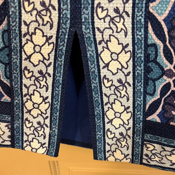 Ann Taylor LOFT Cotton Front Slit Stained Glass Pencil Skirt Size 6 EUC - Picture 3 of 11